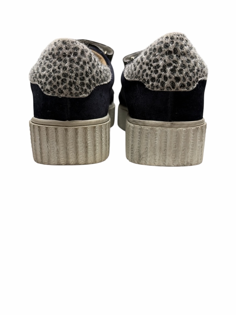Navy Suede Platform Sneakers with Silver Glitter Straps - Picture 6 of 10